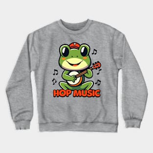 Hop Music! Cute Banjo Frog Crewneck Sweatshirt